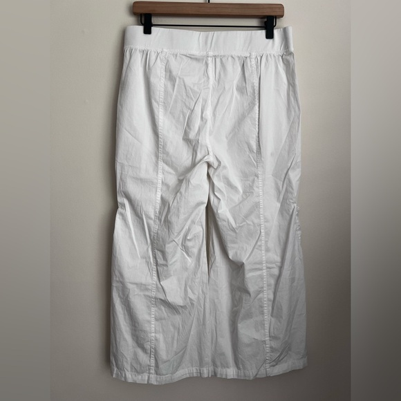 XCVI FAULKNER Cotton Wide Leg Crop Ruched Pants Cargo Pockets white M - Picture 4 of 8